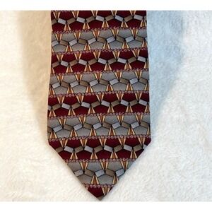 J.‎ Garcia Collector's Edition Tie Men's Red Grey Geometric Silk Necktie 3.75" W